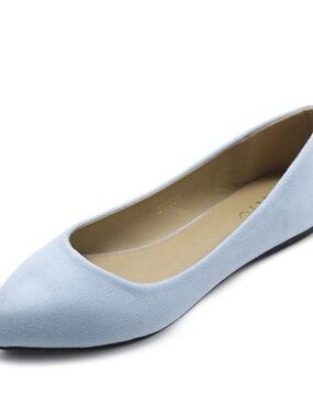 Ollio Pale Blue Suede Ballet Flats